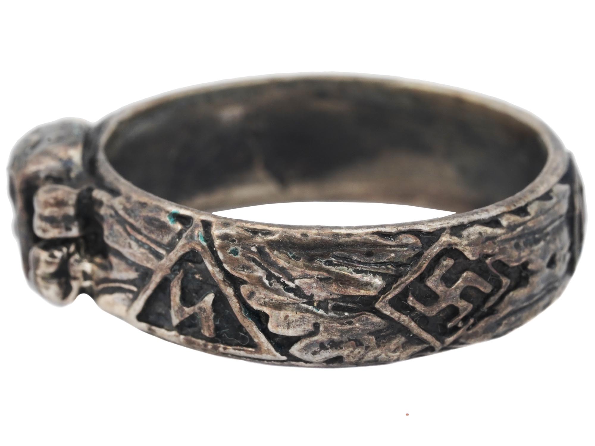 A NAZI GERMAN WWII WAFFEN SS SILVER HONOUR RING PIC-2